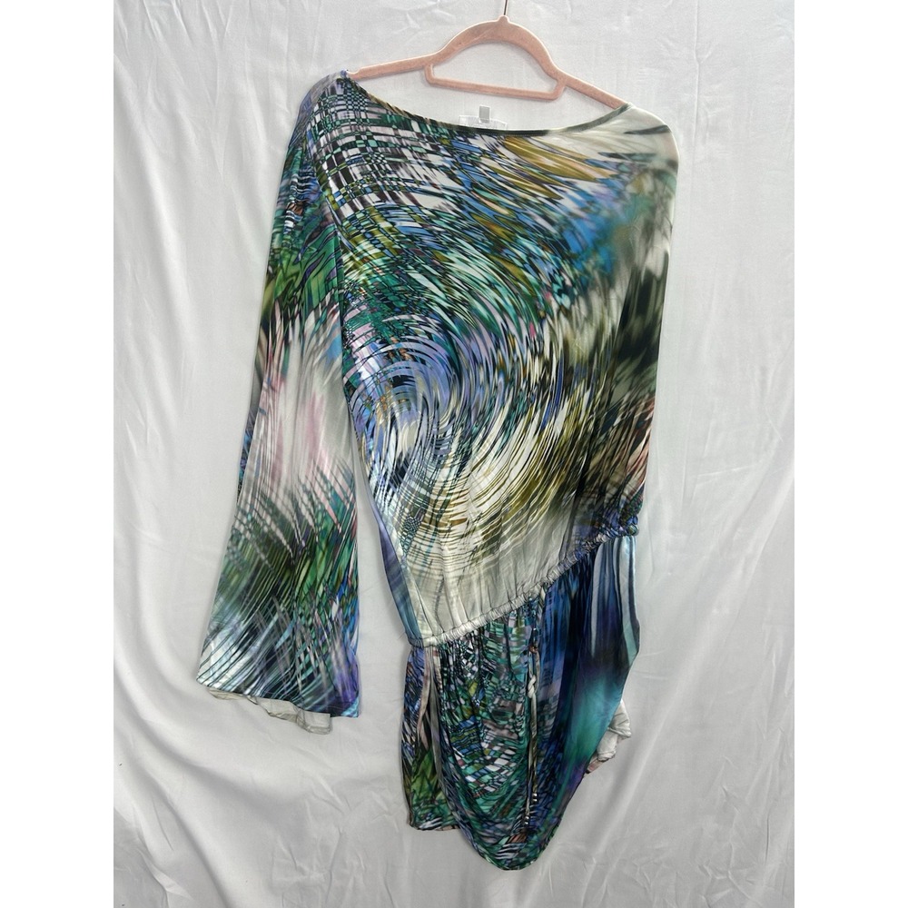Alexie Women's Abstract Print Sheer Romper Long Sleeve Multicolor Size O (1771)